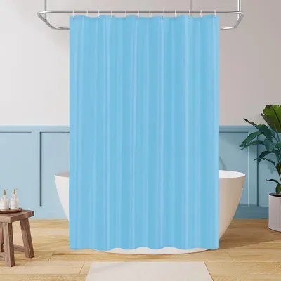 Produktbild von Duschvorhang aus Polyestergewebe, 180 x 200 cm, schimmelresistent, wasserdicht und waschbar, mit 12 Haken, blau