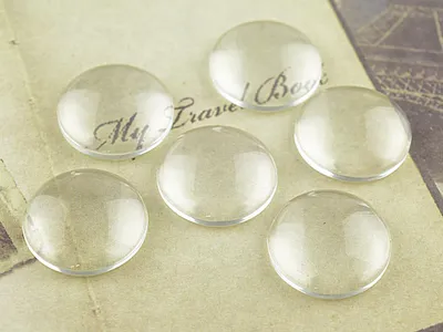 Produktbild von Vintageparts 6 Cabochon Glas klar rund, 18 mm