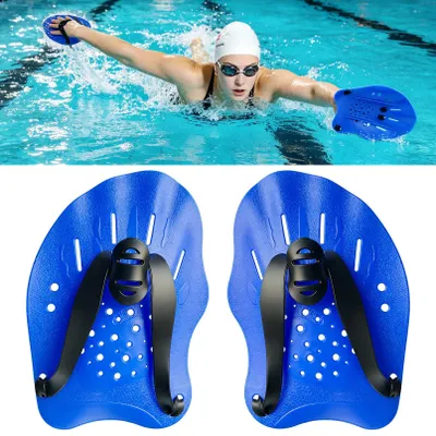Imagen del producto de Remos de plástico para natación, 1 par, con agarre extra, para entrenamiento de fuerza