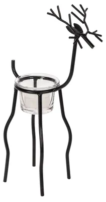 Produktbild von Rentier Kerzenhalter mit Teelichtglas Weihnachtsdeko Tischdekoration