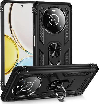 Produktbild von Honor X9 Hülle, Schiebe Kamera Schutz Schutzhülle mit Ringhalterung Ständer Kartenhalter für Honor X9 Schwarz