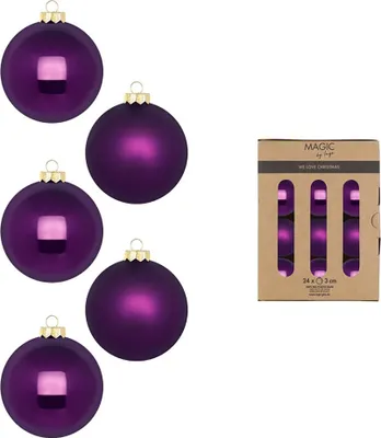 Produktbild von Weihnachtskugeln Glas 3cm 24 Stück - Purple Symphony