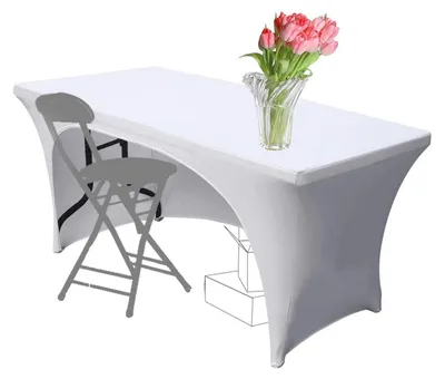 Produktbild von Dehnbare Tischdecke für rechteckige Tische 122 x 76 cm Weiß Elasthan 1 Pack