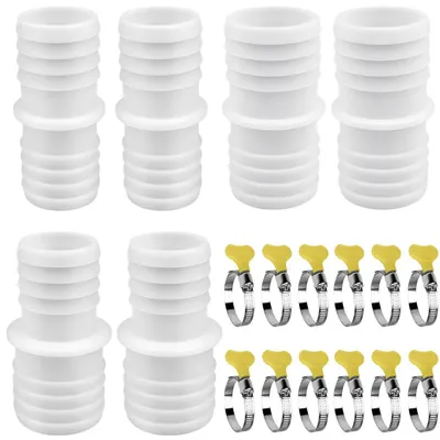 Productafbeelding van 6 stuks slangkoppelingen voor zwembaden, diameter 32/38 mm, snelsluitkoppelingen met roestvrijstalen klemmen