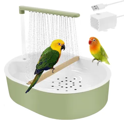 Produktbild von Vogeldusche Wellensittich, Wellensittich Dusche, Vogel Dusche mit Wasserfall & Zirkulationshahn, Automatische Vogelbad Dusche, Vogel Badehaus Badewanne, für Unzertrennliche, Wellensittiche