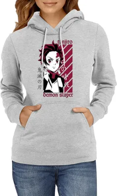 Produktbild von Damen Kapuzenpullover Demon Anime Slayer Tanjiro Kamado 009, Lady XS / Grau