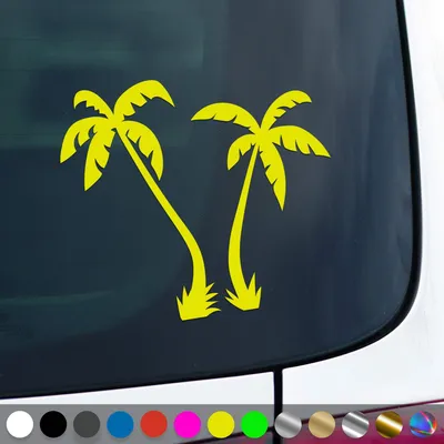 Produktbild von PantherPixel Reisen Aufkleber Insel Camping Strand Urlaub Palmen Sticker Auto Geschenkidee Farbe Neon-Gelb