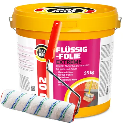 Produktbild von Flüssigfolie 25kg Dichtfolie Dusche Bad Balkone Wassersperre + Roller 25cm D02