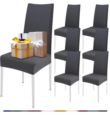 Obrázek produktu pro Sada 6 elastických potahů na židle, šedé barvy, vhodné do jídelny