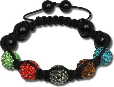 Produktbild von SilberDream Damen-Shamballa Armband 18-23cm bunt mit 5 Kugeln Zirkonia SDA925