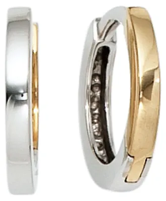 Produktbild von Creole Creolen Ohrringe 11.5mm 333 Gold gelb & weiß kombiniert Damen