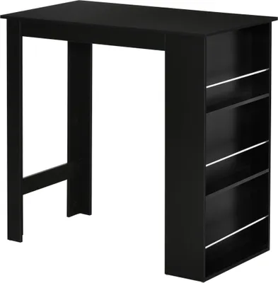 Image de HOMCOM Table de bar table haute de cuisine mange-debout comptoir - dim. 112L x 57l x 106H cm - 3 étagères - noir