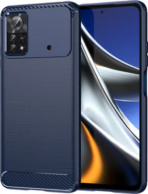 Produktbild von Xiaomi Poco X4 Pro 5G Hülle, Carbon-Faser TPU Silikon Stoßfest Schutzhülle für Xiaomi Poco X4 Pro 5G Blau
