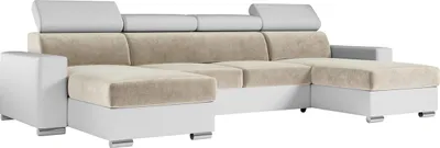 Produktbild von MKS MEBLE Ecksofa mit Schlaffunktion und Bettkasten, Wohnlandschaft U-form, Sofa mit Schlaffunktion - FOX-U - Beige/Weiß