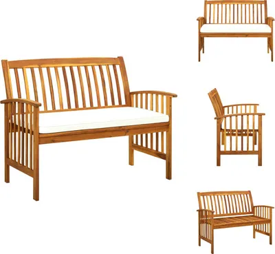 Obrázok produktu pre vidaXL Záhradná lavica s vankúšom 119 cm z masívneho dreva akácie - Záhradné lavice