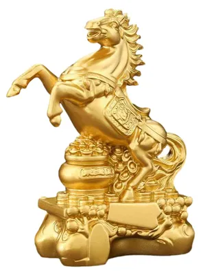 Produktbild von Goldene Feng-Shui-Pferdeskulptur 2026 – Sternzeichen-Pferdestatue zum Chinesischen Neujahr – Souvenir für Zuhause, Büro oder Tischdekoration