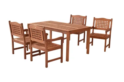 Produktbild von Merxx Gartenmöbel Set Lima 5tlg., 4 Sessel, 1 Tisch 150 x 90 cm - Eukalyptus