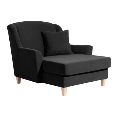 Produktbild von Max Winzer Big-Sessel inkl. 1x Zierkissen 55x55cm Judith - Velourstoff schwarz - Maße: 136 x 142 x 107 cm