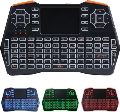 Produktbild von 2.4G Mini Wireless Keyboard Air Mouse Dreifarbige Hintergrundbeleuchtungstastatur mit Touchpad fuer Laptop TV Box Tablet Englisch