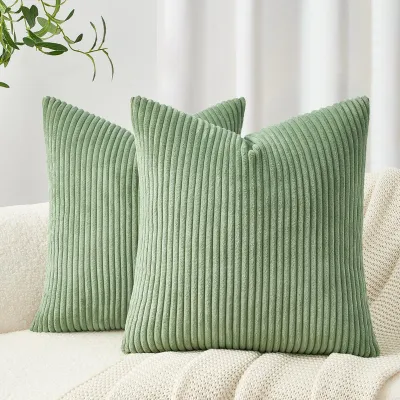 Produktbild von Kissenbezug 80x80 cm, Cord, 2-teiliges Set, Patchwork-Design, Dekokissen, Sofakissen, Wohnzimmer, Bett, Schlafzimmer, Sofa