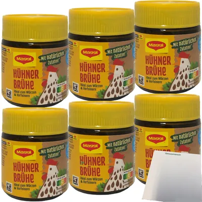 Produktbild von Maggi Instant Hühner-Brühe zum Würzen und verfeinern 6er Pack (6x92g Glas) + usy Block