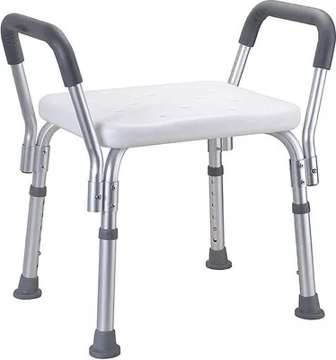 Produktbild von BELP Duschsitz mit Armlehnen Aluminium Kunststoff Weiß 555x560-573,400 mm, 120 kg Traglast für Bad & WC >> Freistehend anwendbar