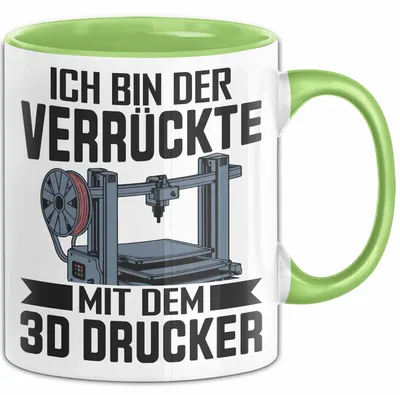 Immagine prodotto di Tazza stampata in 3D da regalare: «Sono il pazzo con la stampante 3D» (verde)