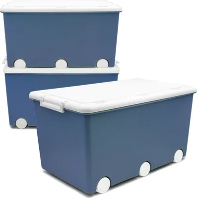 Produktbild von 3 Aufbewahrungsboxen mit Deckel und Rollen 50L - Stapelboxen mit Deckel undurchsichtig - Plastikbox mit Deckel zum verschließen- Kisten Aufbewahrung mit Deckel