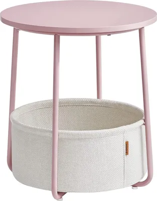 Produktbild von VASAGLE Beistelltisch rund kleiner Tisch Couchtisch kleiner Wohnzimmertisch mit Stoffkorb Stauraum für Wohnzimmer Schlafzimmer