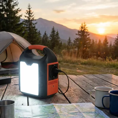 Produktbild von Kompakte Powerstation 88,8Wh Solargenerator mit 230V Steckdose, 100W, USB-C PD65W, 12V DC, LED-Display & 500lm Leuchte für Camping & Notstrom