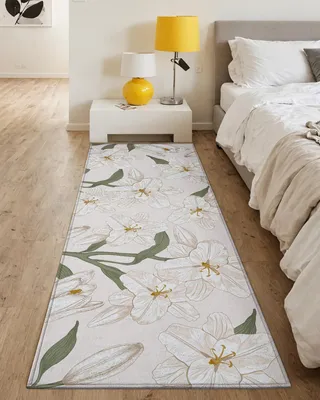 Immagine prodotto di Tappeto da bagno 60x180 cm - Lavabile e antiscivolo, con motivo floreale