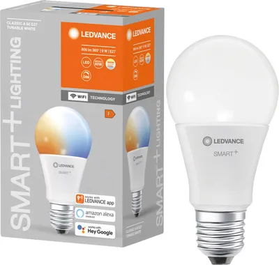 Produktbild von LEDVANCE 00217479, Intelligentes Leuchtmittel, WLAN, Edelstahl, Weiß, Integrierte LED, E27, A-Form