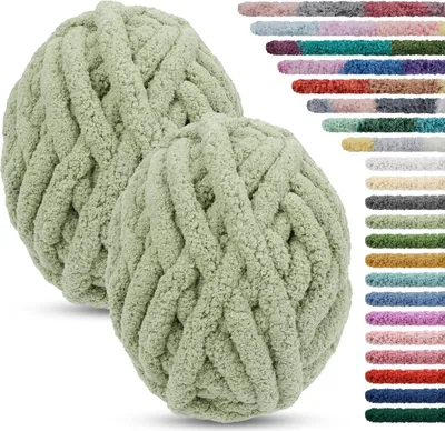 Produktbild von LEREATI 2 Stränge Armstricken Wolle für Decke Stricken 2cm x 25.6m Chenille zum Häkeln 226g Handstrickgarn Chunky Yarn Schlauchgarn, Dicke