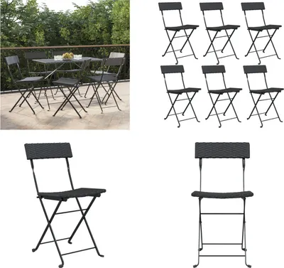 Produktbild von vidaXL Bistrostühle 6 Stk. Klappbar Schwarz Poly Rattan und Stahl - Klappbarer Bistrostuhl - Klappbare Bistrostühle - Gartenmöbel - Outdoor Möbel