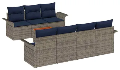 Immagine prodotto di vidaXL Set divano da giardino con cuscini 8 pezzi Grigio Poly-Rattan