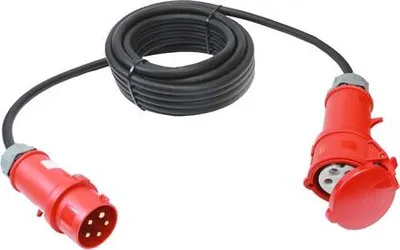 Produktbild von Verlängerungskabel, CEE 32 A, 5-polig, schwarz 25 m, H07RN-F 5G4, Phasenwendestecker