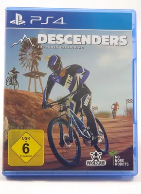 The image shows the front cover of a PS4 video game case for 'Descenders'.