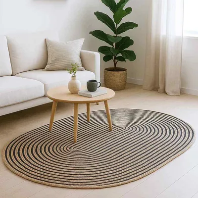 Image de vidaXL Tapis de salon Naturel et Noir 205 x 305 cm Jute
