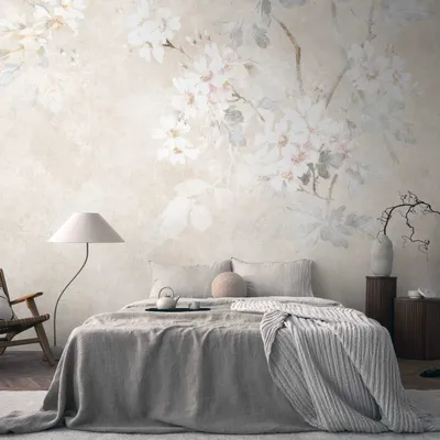 Obrázek produktu pro Profhome 399191-GU Netkaná tapeta květiny béžová krémová bílá šedá bílá 3,71 m x 2,8 m