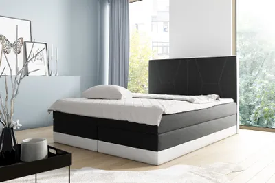 Produktbild von Boxspringbett Schlafzimmerbett VELARO 180x200cm Schwarz-Weiss