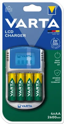 Produktbild von Varta Power Play LCD Charger + 4xAA Accu 2500mAh, 100-240 V, 50/60 Hz, 2500 mAh
