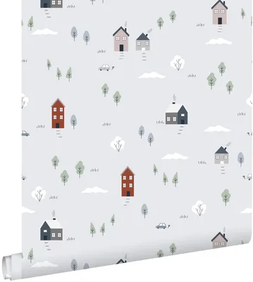 Produktbild von ESTAhome Tapete niedlichen Häuschen Blau 50 x 900 cm