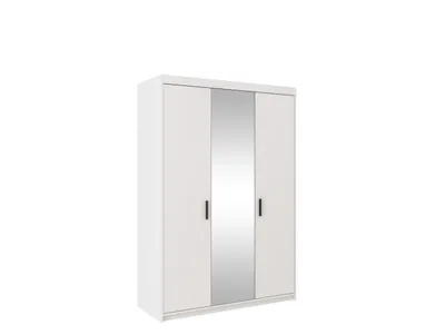 Produktbild von Dreitüriger Kleiderschrank mit Spiegel ADELINA – Breite 133 cm, weiß