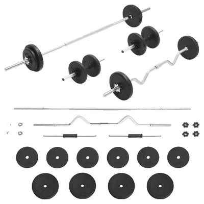 Image de Ensemble de haltères courts et de barres de musculation, poids réglables, ensemble d'entraînement de force, couleur noire