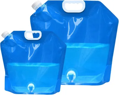 Obrázok produktu pre Skladací kanister na vodu 5 l a 10 l, 2 ks, s kohútikom, pre kempovanie