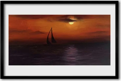 Produktbild von Bild 60x40 MDF-Rahmen Wandkunst Das Boot Sea Landschaft