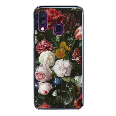 Produktbild von MuchoWow® Handyhülle Schutzhülle Hülle für Samsung Galaxy A40 Stilleben mit Blumen in einer Glasvase - Gemälde von Jan Davidsz. de Heem Silikon Softcase Handy Hülle - Handy-Tasche