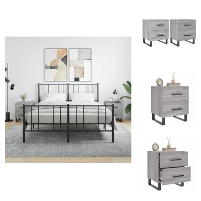 Immagine prodotto di vidaXL Comodini 2 pz. Grigio Sonoma 40x35x47,5 cm Materiale a base di legno - Comodini