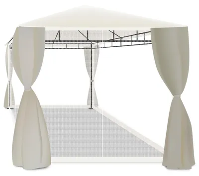 Image de Beusi - gazebo de jardin en fer 3x2 mt avec couverture en polyester, 4 rideaux latéraux et 4 moustiquaires avec fermeture éclair et lacets.