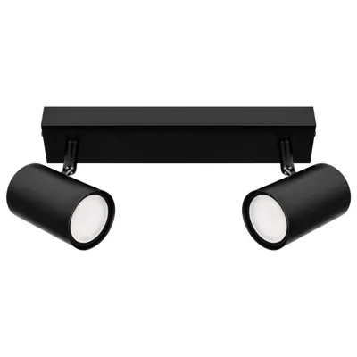 Zdjęcie produktu dla Lampa sufitowa MasterLED z żarówkami GU10, czarna, dwupłomienna, obrotowa i regulowana
